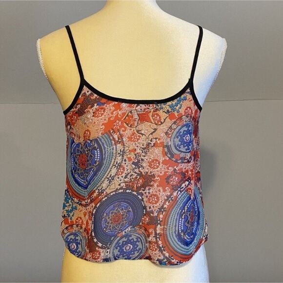 Sans Souci Womens Tank Top XSMALL Multicolored Sheer Back Spaghetti Strap Shirt - Picture 2 of 4